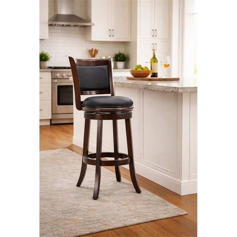 Boraam Augusta Swivel Wood Bar Stool - Java Finish