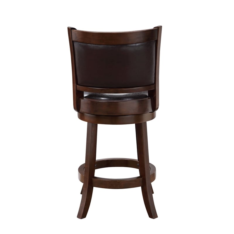 Augusta Swivel Wood Counter Stool - Cappuccino/Dark Brown Faux Leather