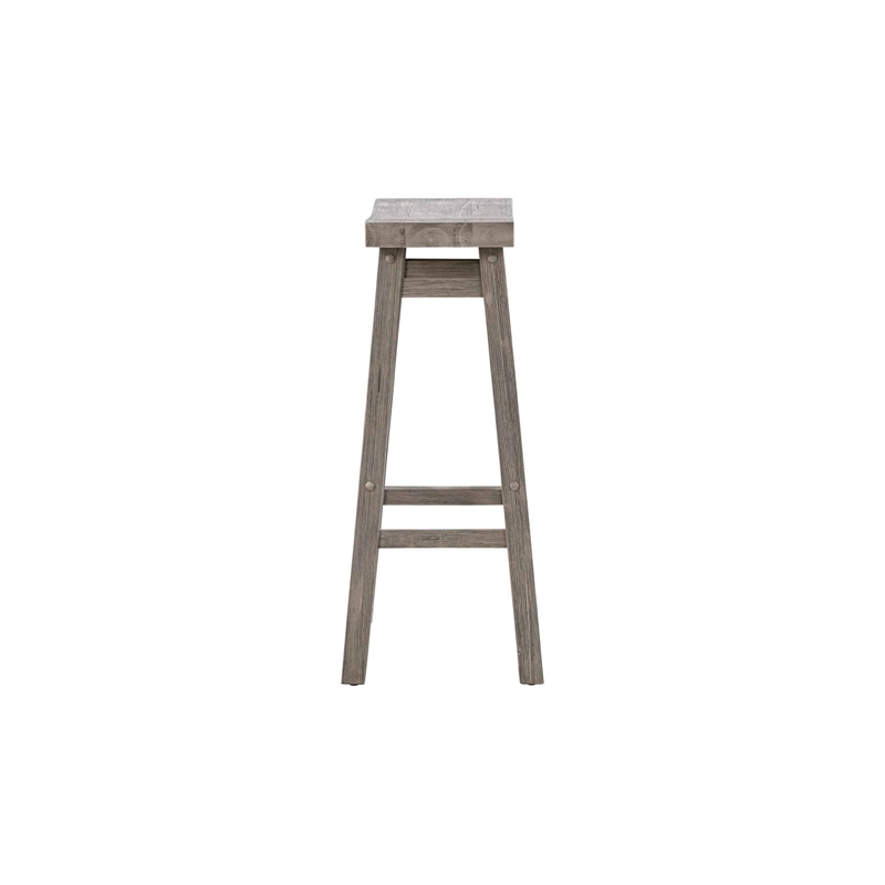 Sonoma Backless Saddle Bar Stools - Storm Gray Wire-Brush - Set of 2