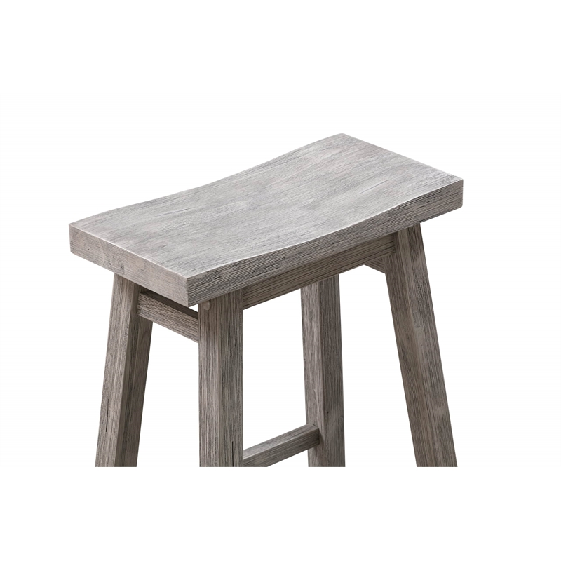 Sonoma Backless Saddle Bar Stools - Storm Gray Wire-Brush - Set of 2