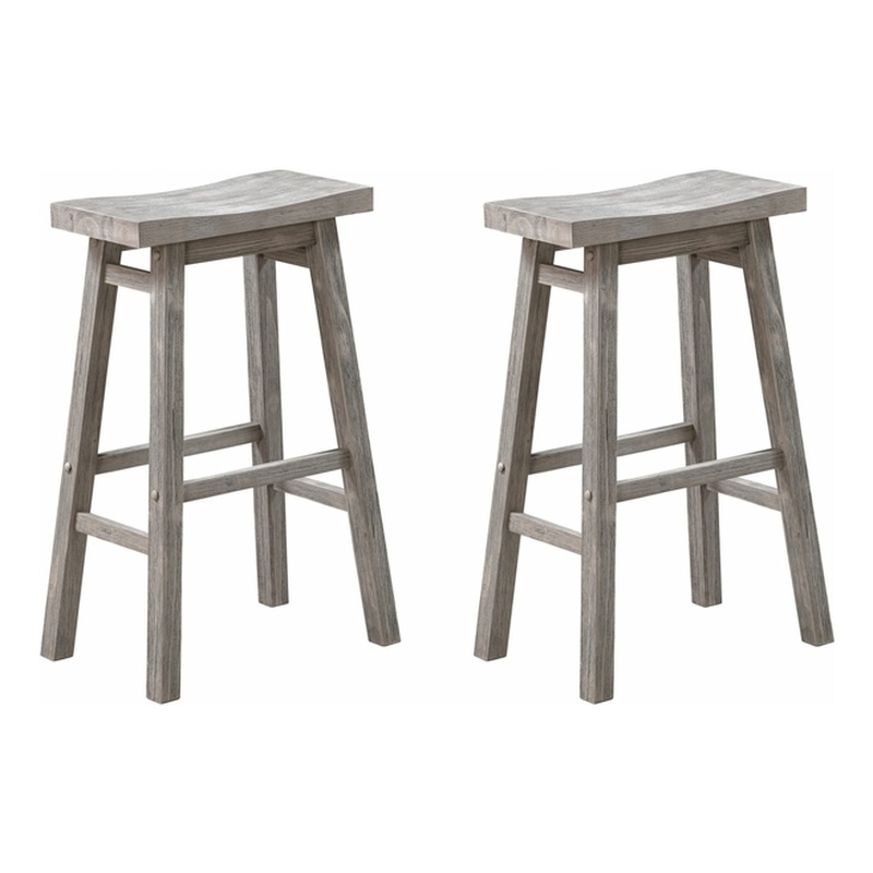 Sonoma Backless Saddle Bar Stools - Storm Gray Wire-Brush - Set of 2