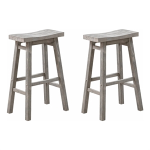 Sonoma Backless Saddle Bar Stools - Storm Gray Wire-Brush - Set of 2