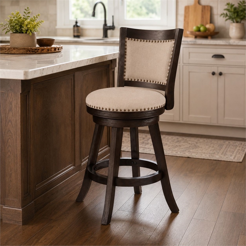 Melrose Swivel Counter Stool - Espresso Wire-Brush