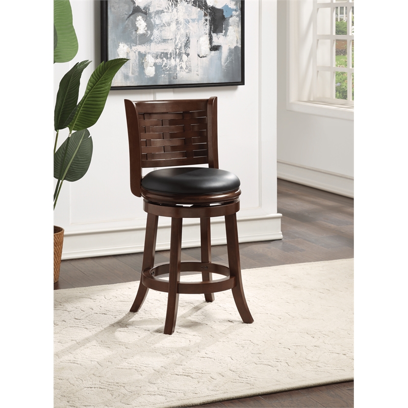 Boraam Wood Sumatra Counter Height Swivel Stool in Cappuccino Finish