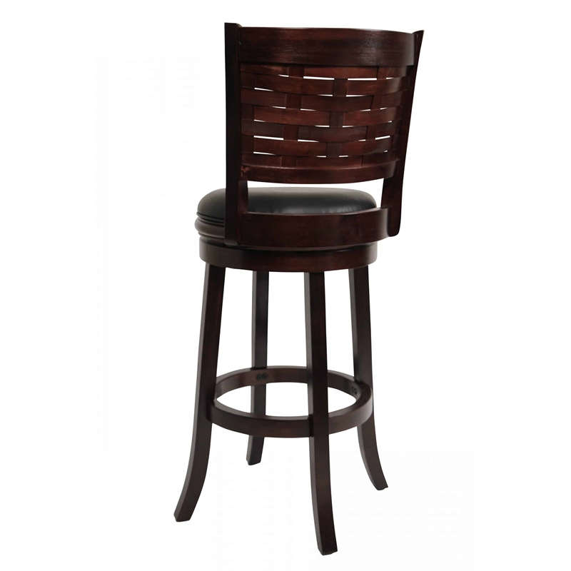 Boraam Wood Sumatra Bar Height Swivel Stool in Cappuccino Finish