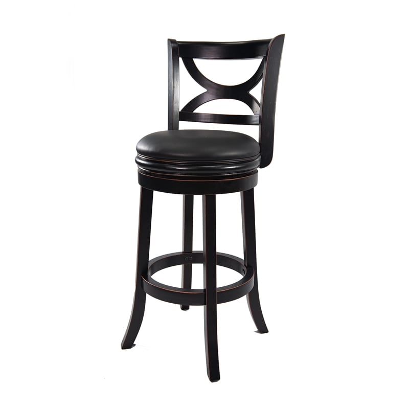 Boraam Florence Bar Height Swivel Bar Stool in Black Sandthru