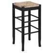 Boraam Wood Square Rush Backless Bar Stool in Black Finish