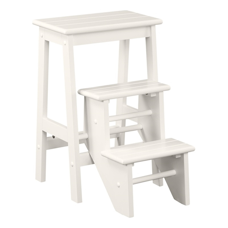 Boraam Wood Niko 24.5 in Folding Step Stool in Cream Finish
