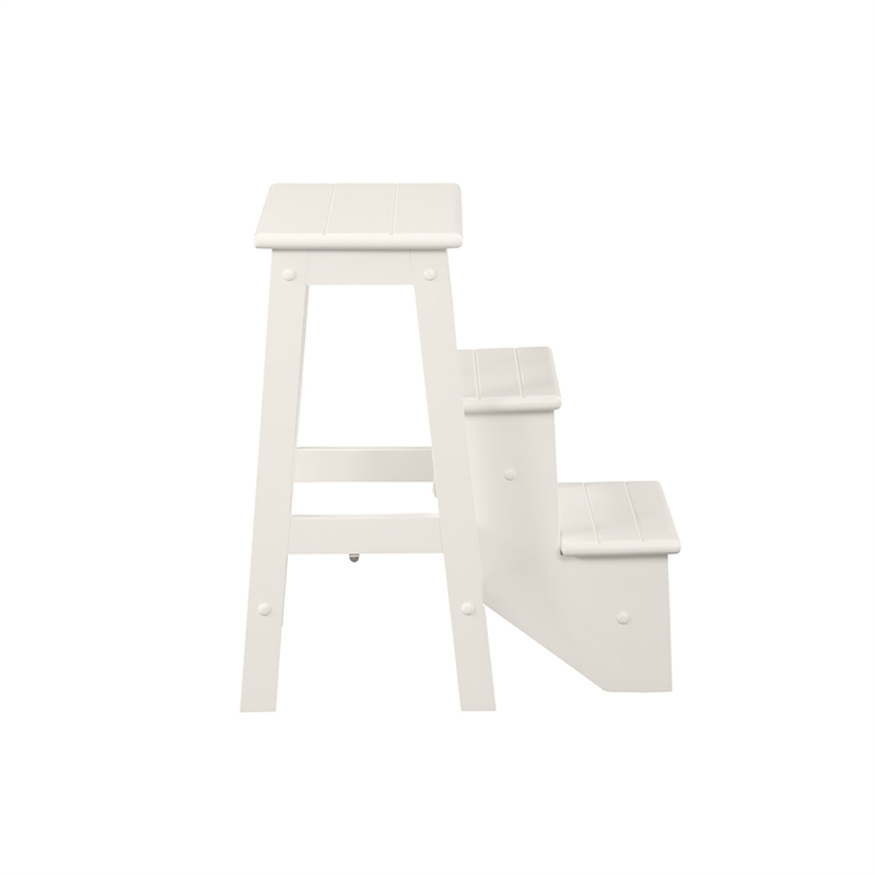 Boraam Wood Niko 24.5 in Folding Step Stool in Cream Finish