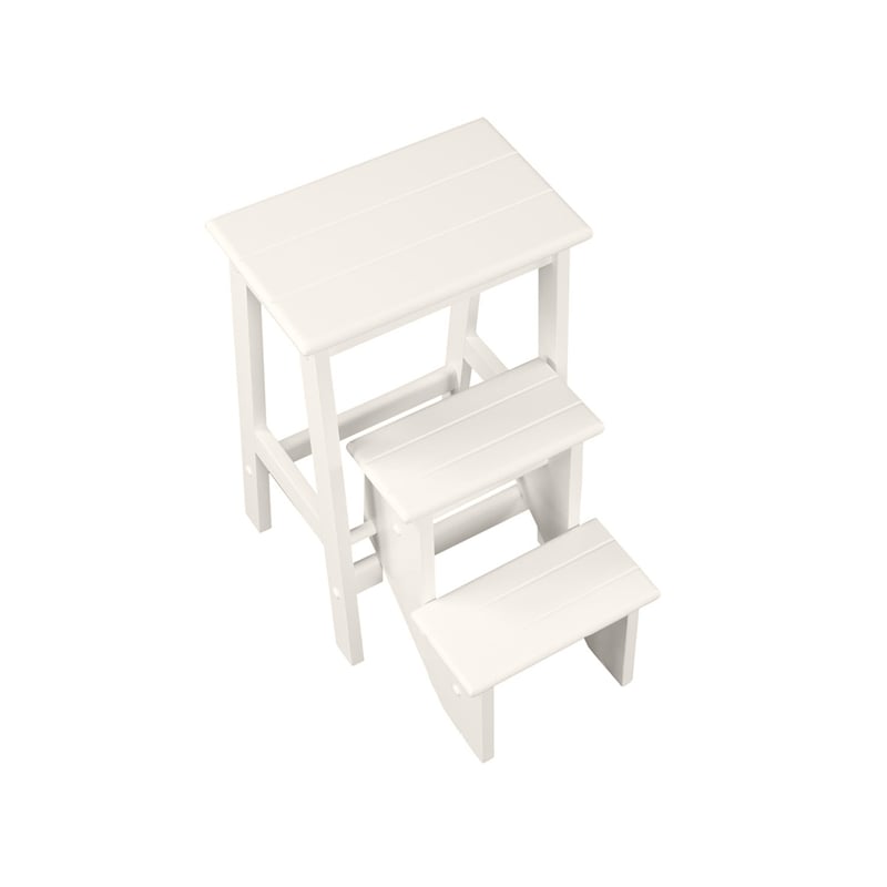 Boraam Wood Niko 24.5 in Folding Step Stool in Cream Finish