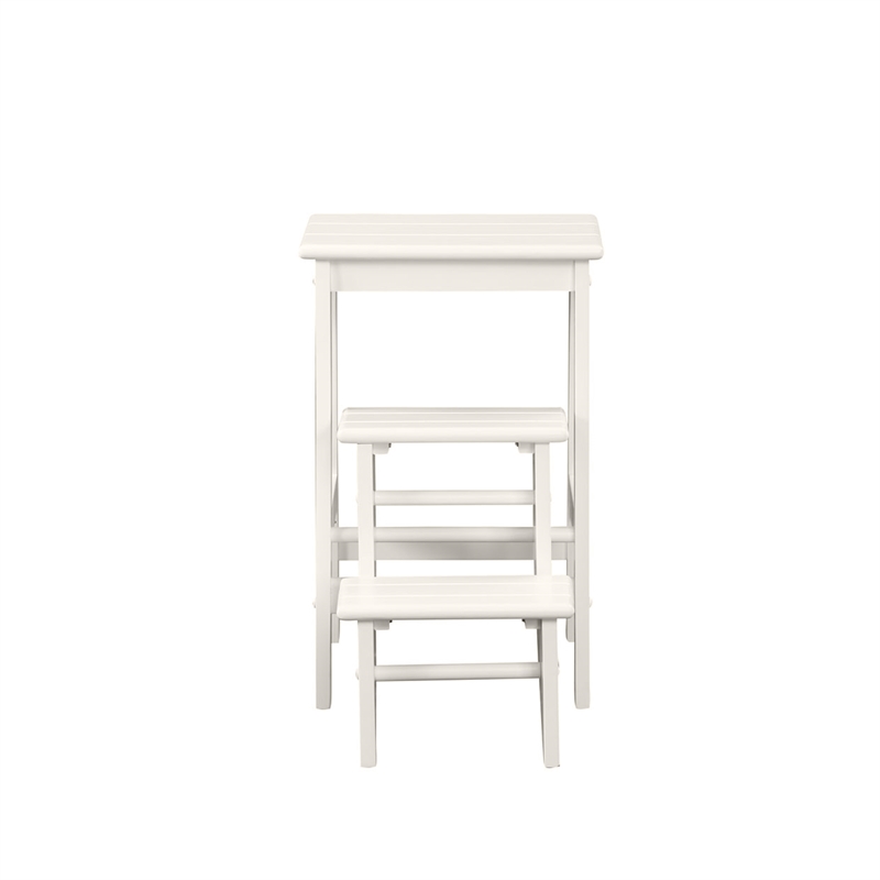 Boraam Wood Niko 24.5 in Folding Step Stool in Cream Finish