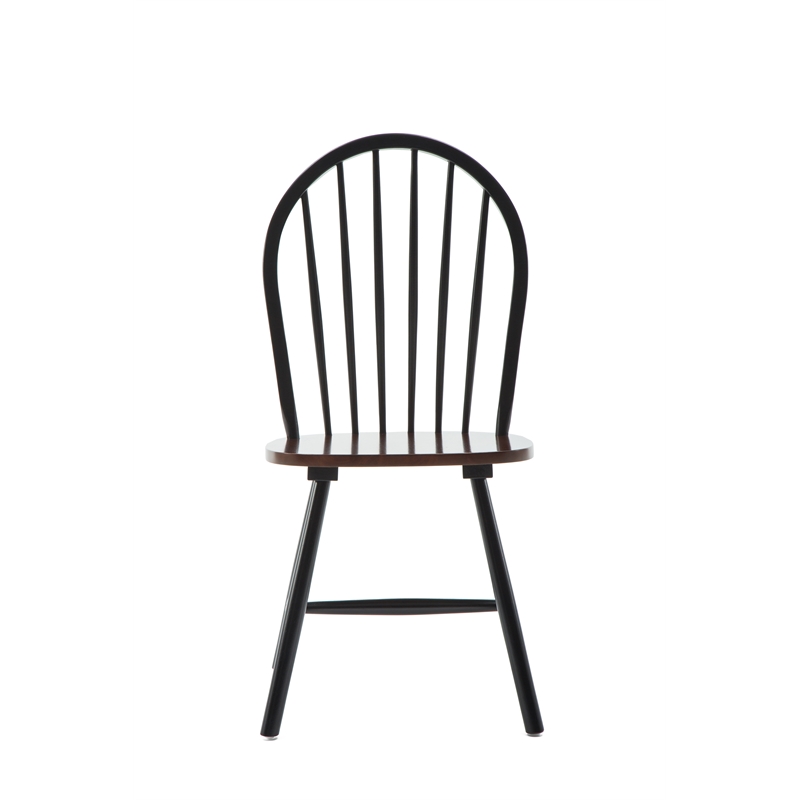 Boraam Wood Farmhouse Dining Chair in Black and Cherry Finish (Set of Two)