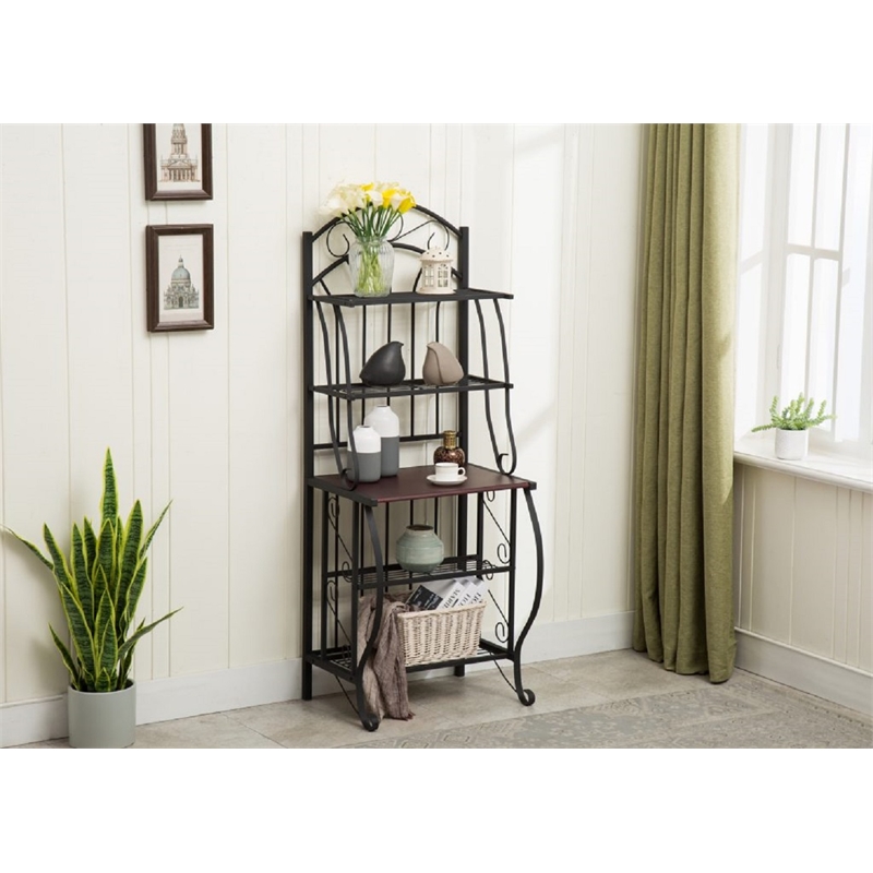 Boraam Metal Valencia 4 Shelf Baker's Metal Rack in Black Finish