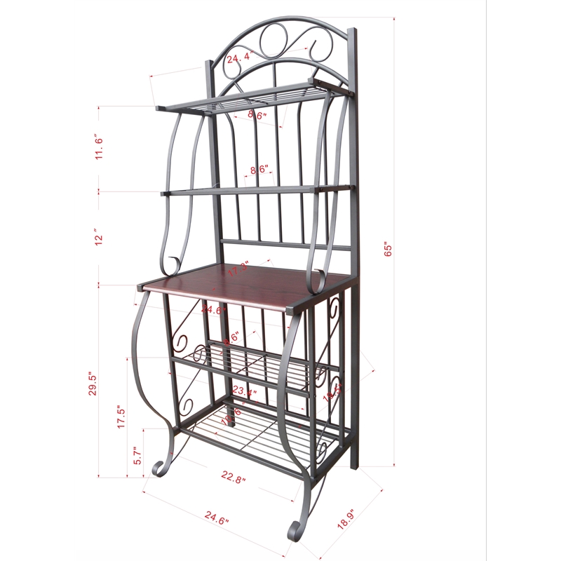 Boraam Metal Valencia 4 Shelf Baker's Metal Rack in Black Finish