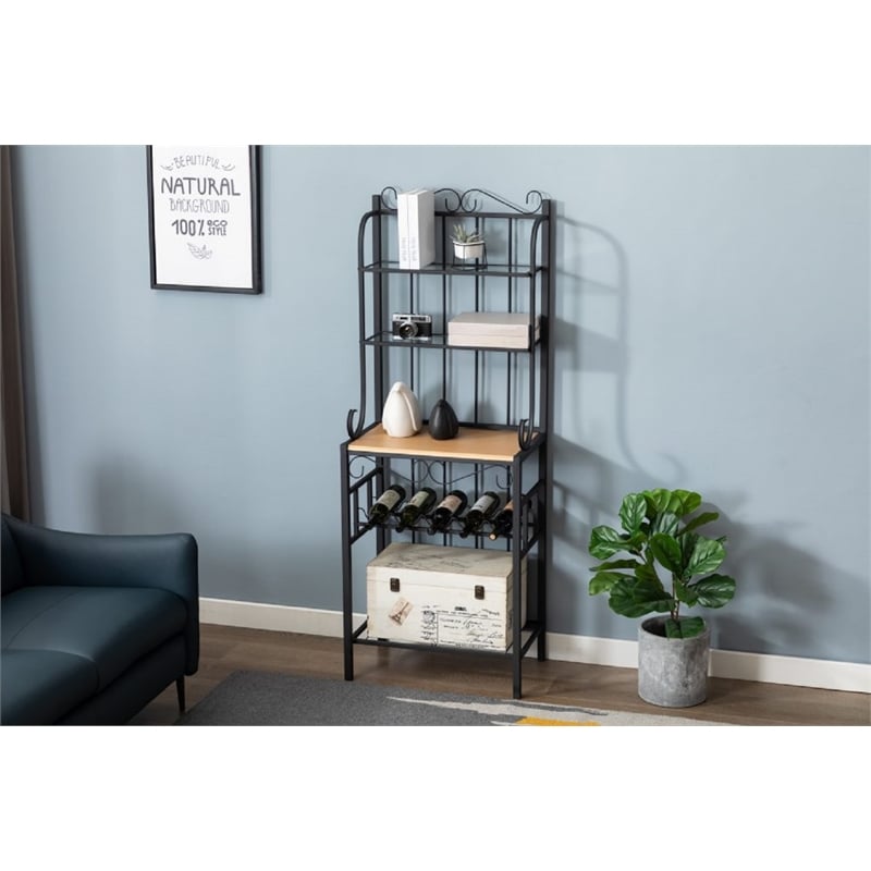 Boraam Metal Praha 4 Shelf Baker's Rack in Black Finish