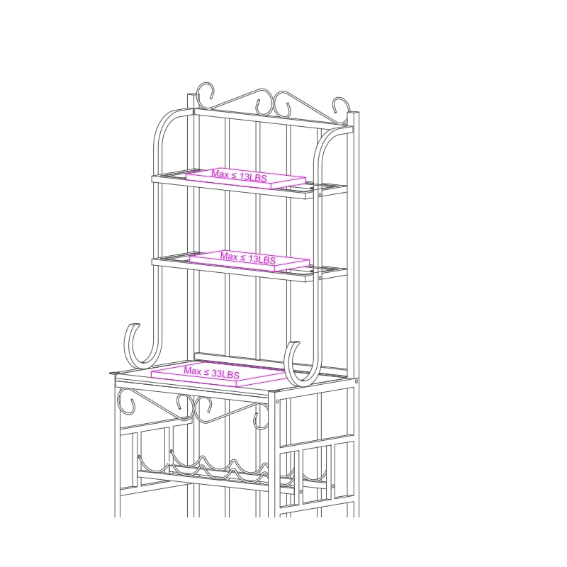 Boraam Metal Praha 4 Shelf Baker's Rack in Black Finish