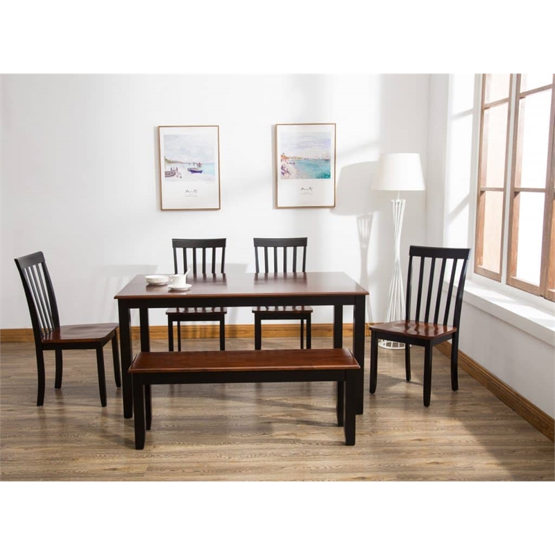 Boraam Wood Bloomington Dining Table in Black/Cherry Finish