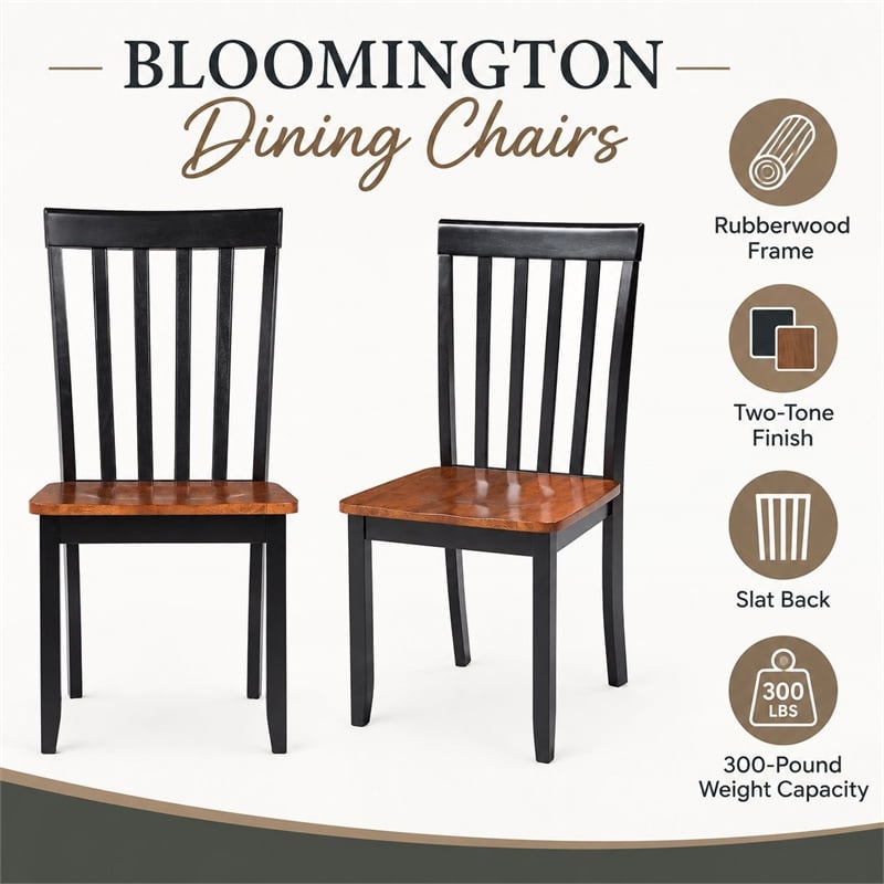 Boraam Bloomington Dining Chair in Black/Cherry (Set of 2)