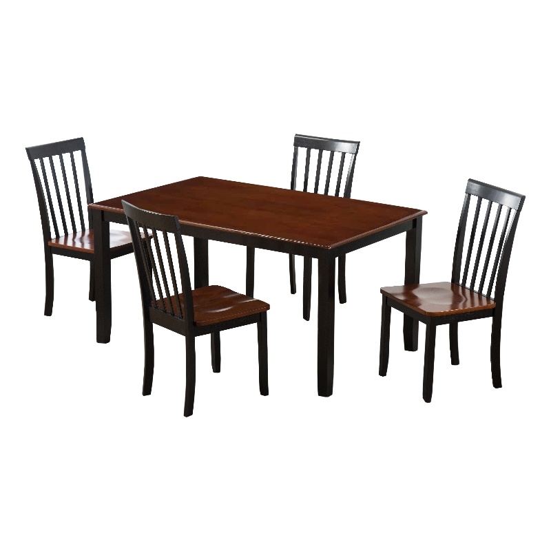 Boraam Wood Bloomington 5 Piece Dining Set in Black/Cherry Finish