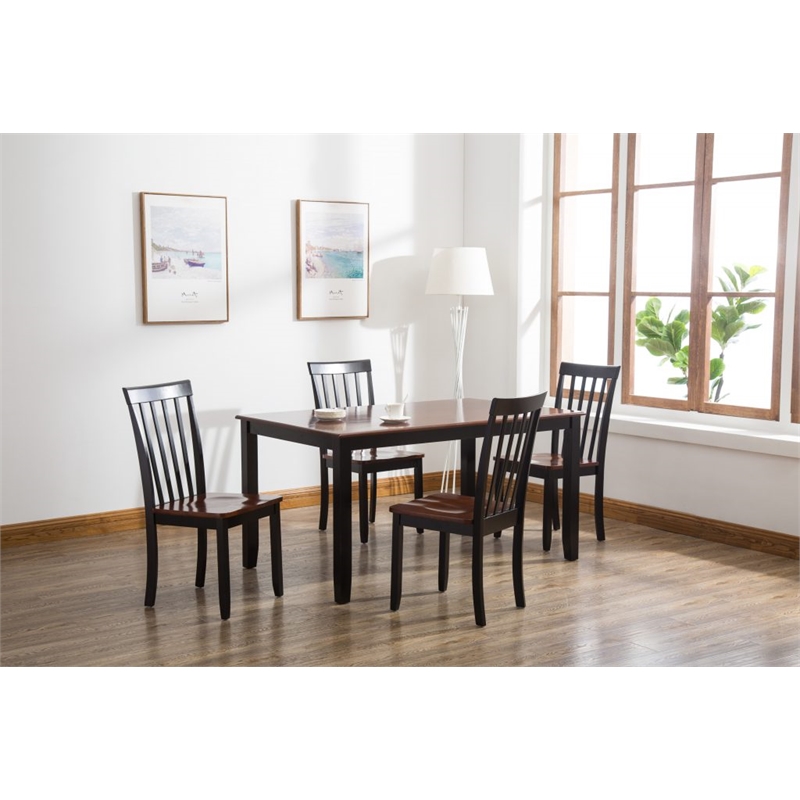 Boraam Wood Bloomington 5 Piece Dining Set in Black/Cherry Finish
