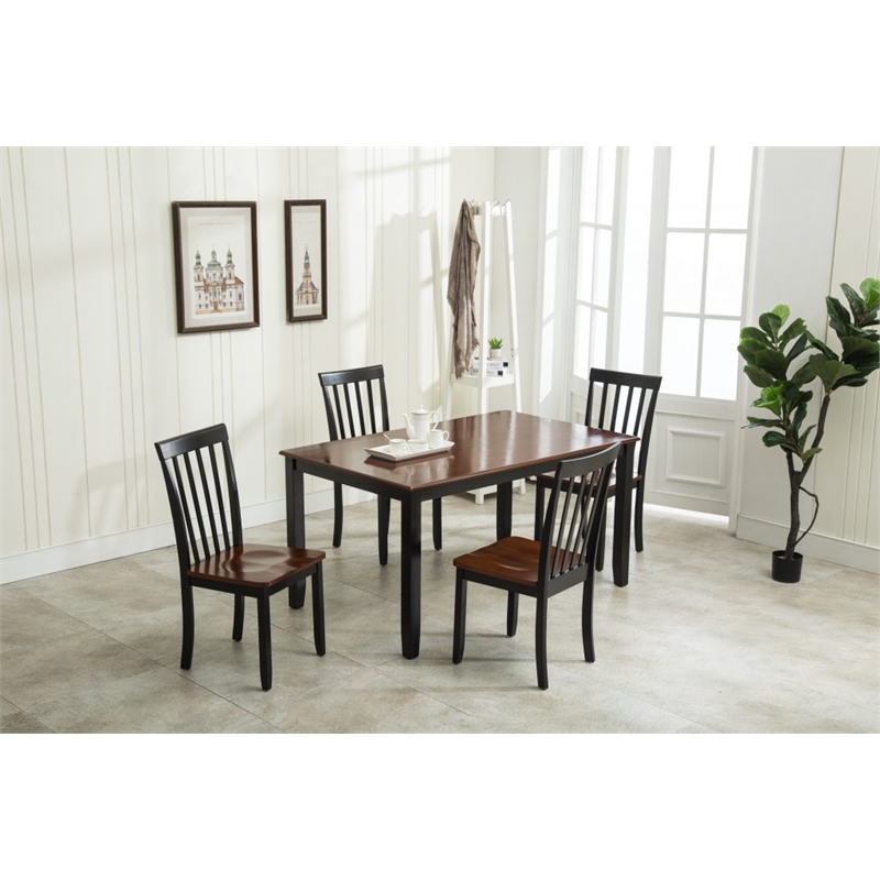Boraam Wood Bloomington 5 Piece Dining Set in Black/Cherry Finish
