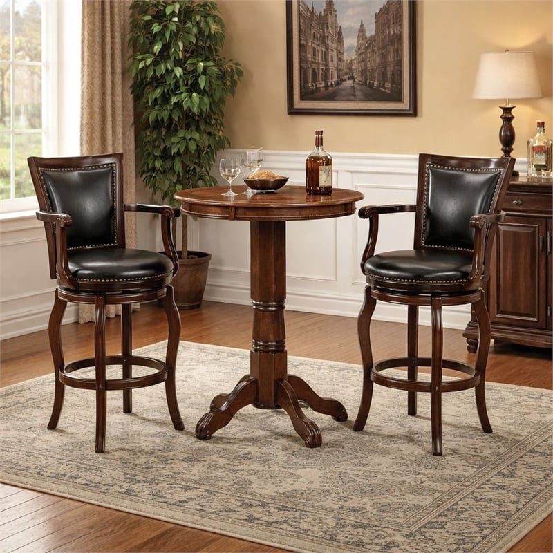 Boraam Wood Jones Bar Height Swivel Bar Stool in Cappuccino Finish