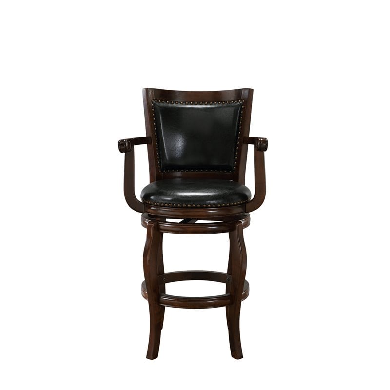 Boraam Wood Jones Bar Height Swivel Bar Stool in Cappuccino Finish