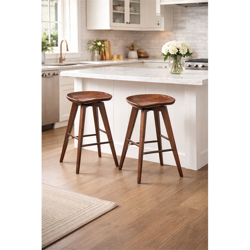 Boraam Wood Bali Counter Height Swivel Counter Stool in Cappuccino Finish