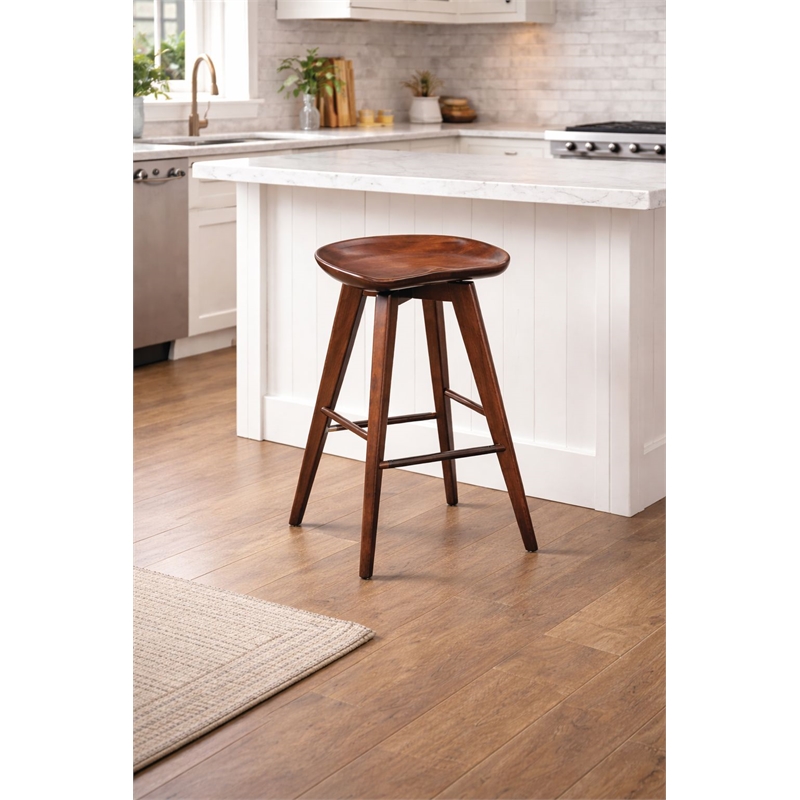 Boraam Wood Bali Counter Height Swivel Counter Stool in Cappuccino Finish