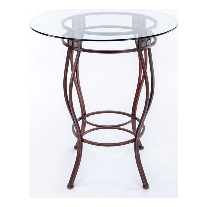 Boraam Beau Round Glass Top Pub Table in Bronze