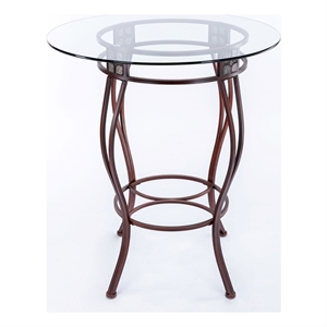 Boraam Beau Round Glass Top Pub Table in Bronze