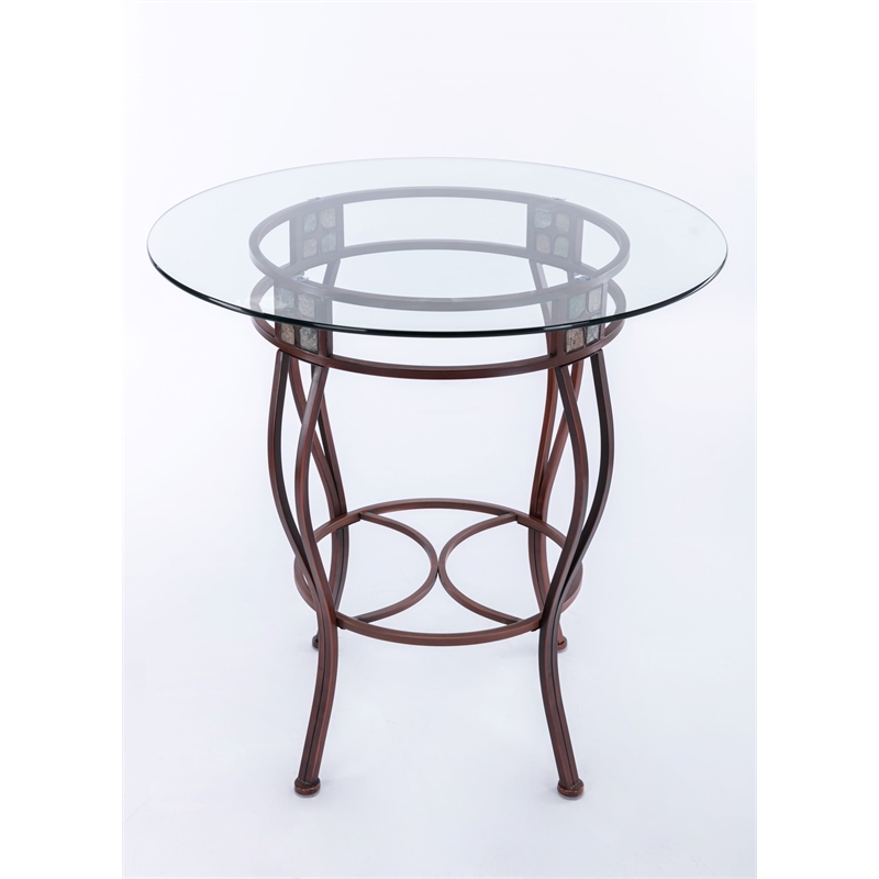 Boraam Beau Round Glass Top Pub Table in Bronze
