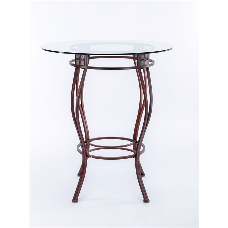Boraam Beau Round Glass Top Pub Table in Bronze