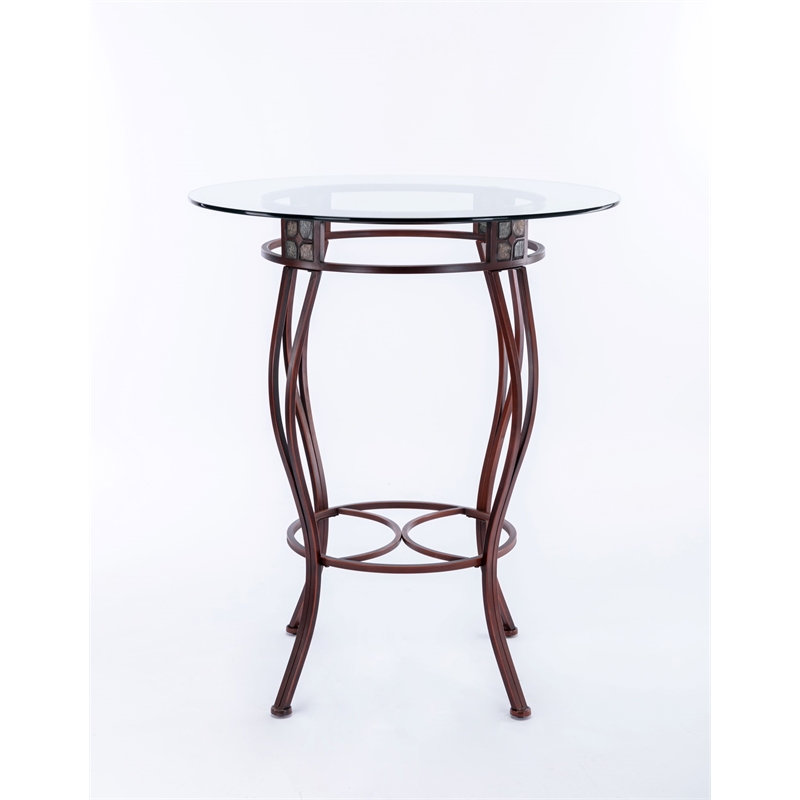 Boraam Beau Round Glass Top Pub Table in Bronze