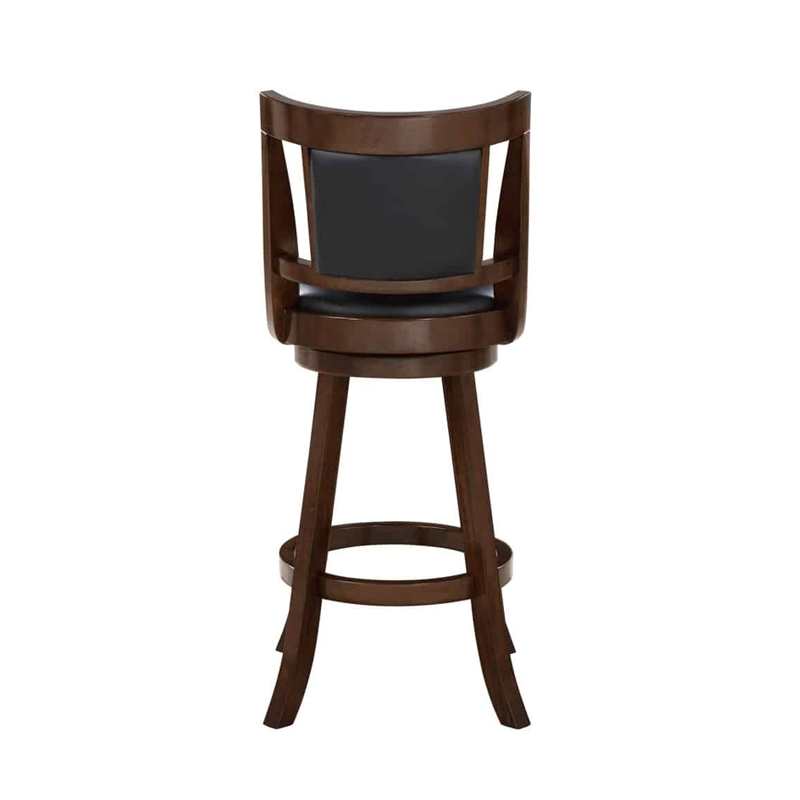 Boraam Wood Avianna Bar Height Faux Leather Swivel Stool in Cappuccino Finish