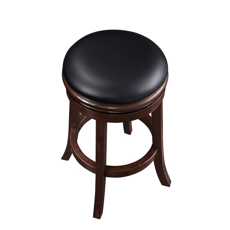 Boraam Wood Backless Swivel Bar Height Stool in Cappuccino Finish