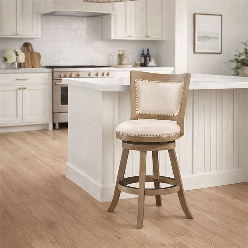 Boraam Melrose Counter Stool in Driftwood Wire-Brush and Ivory