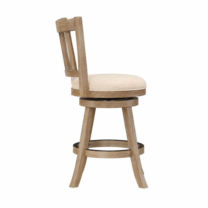 Boraam Sheldon Swivel Counter Stool in Driftwood Wire-Brush and Ivory