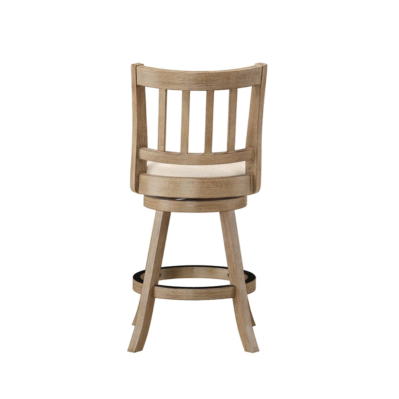 Boraam Sheldon Swivel Counter Stool in Driftwood Wire-Brush and Ivory