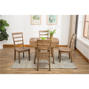 Boraam Wood Boulder 5-Piece Dining Set in Barnwood Wire-Brush Brown finish