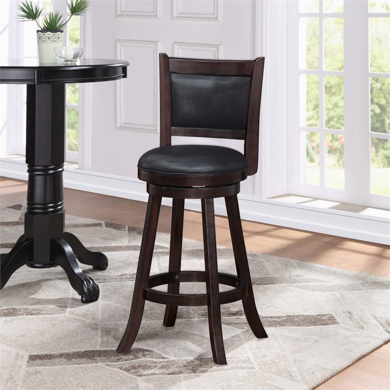 Boraam Wood Rhea Swivel Bar Height Stool in Merlot Finish