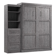 Bestar Pur Queen Murphy Bed and Shelving Unit with Drawers (90W) in Bark Gray