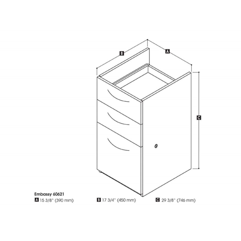 Bestar Embassy Pedestal File Cabinet in Dark Chocolate