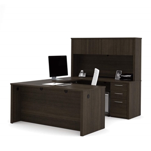 Bestar Embassy 66&quot U-Desk with Hutch in Dark Chocolate