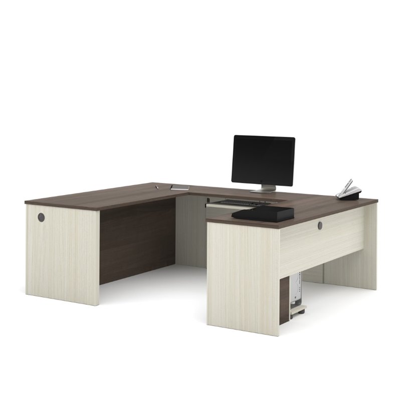 Bestar Prestige Plus U-Desk in White Chocolate and Antigua