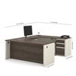Bestar Prestige Plus U-Desk in White Chocolate and Antigua