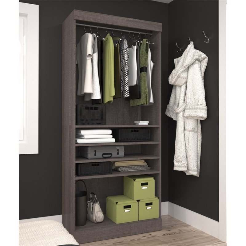 Bestar Pur 36W Closet Organizer in Bark Gray - Engineered Wood