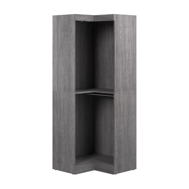 Bestar Pur 33W Corner Closet Organizer in Bark Gray - Engineered Wood