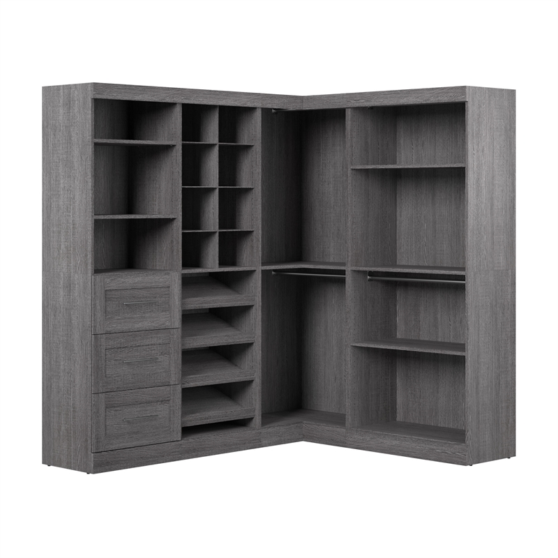 Bestar Pur 83W Walk-In Closet Organizer in Bark Gray - Engineered Wood