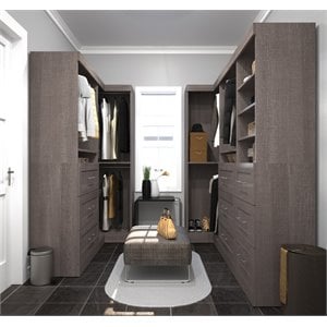 Bestar Pur 161W Walk-In Closet Organizer System in Bark Gray - Engineered Wood
